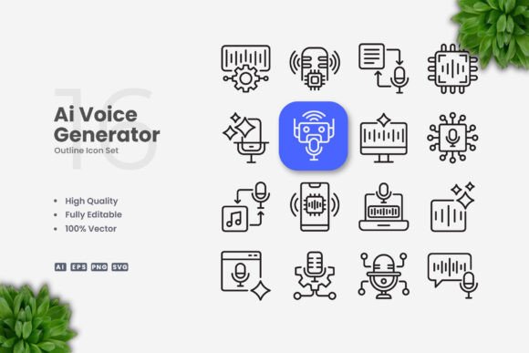 Ai Voice Generator Icons - Clean Graphics for Modern Web Design