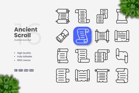 Ancient Scroll Icons - Clean Graphics for Modern Design