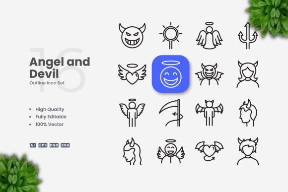 Angel and Devil Icons for Modern Graphic Design