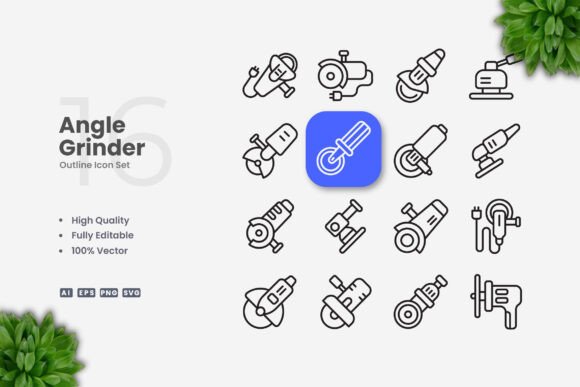 Angle Grinder Icons for Small Business Branding