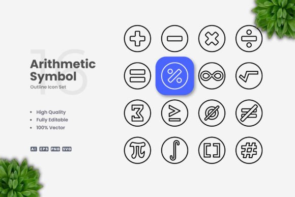 Arithmetic Symbol Icons for Modern Graphic Design