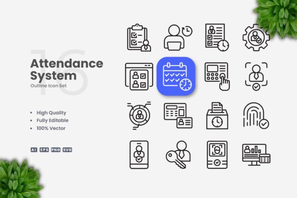 Attendance System Icons for Modern Design Projects
