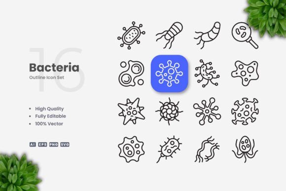 Bacteria Icons – Clean Graphics for Creative Projects