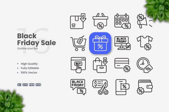 Black Friday Sale Icons for Website and Editorial Design