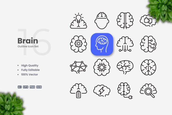 Brain Icons: A Versatile Embroidery Design for Creative Projects