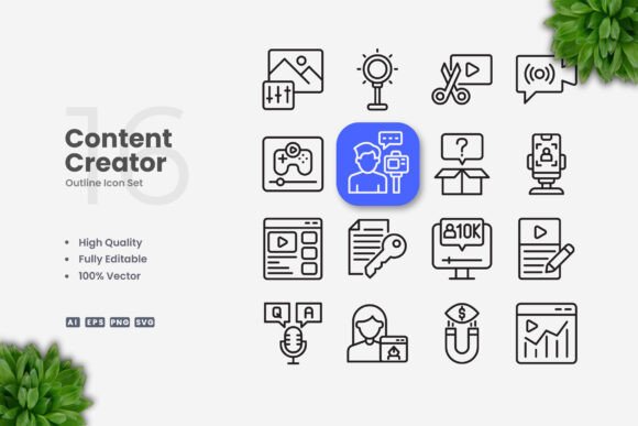 Content Creator 2 Icons – A Versatile Graphic Design Asset
