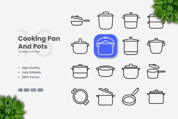 Cooking Pan and Pots Icons Review