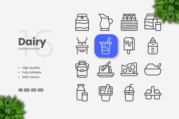 Dairy Icons: A Versatile Graphic Asset for Modern Design