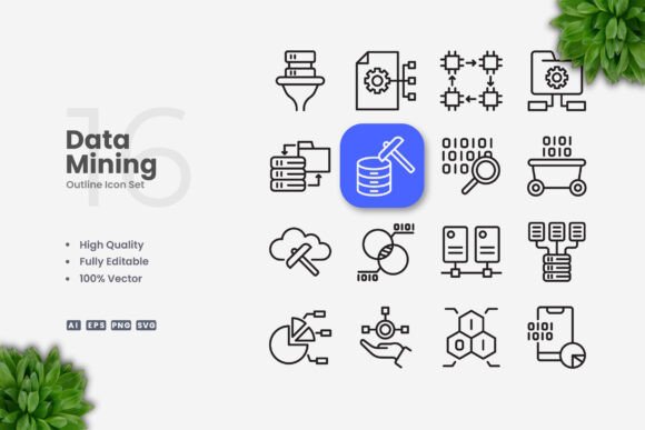 Data Mining Icons for Modern Graphics