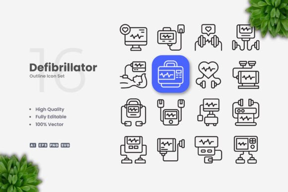 Defibrillator Icons for Modern Graphic Design