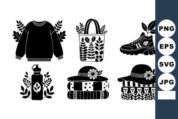 Eco Fashion Silhouette Icons Graphics for Crafts