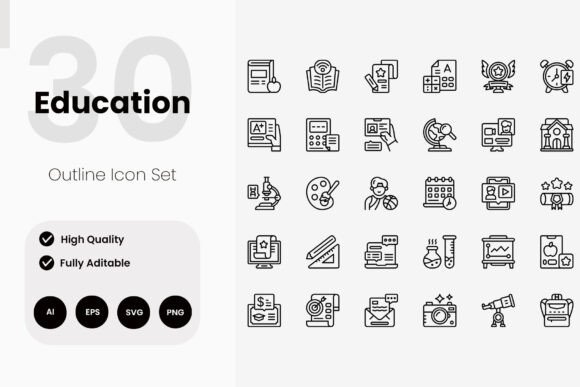 Education Outline Icon Pack for Local Business Graphics