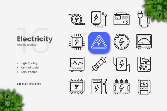 Electricity Icons: A Versatile Graphic Asset for Digital Sellers