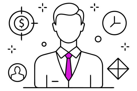 Elegant Businessman Outline Vector Icon for Branding and Design