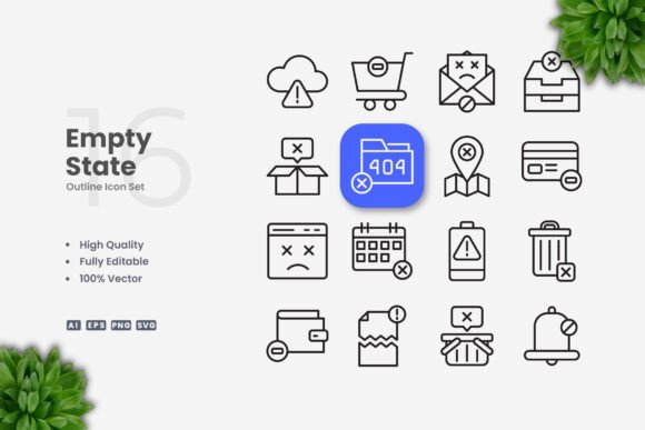 Empty State Icons: A Modern Graphic Design Asset for Clean Visuals
