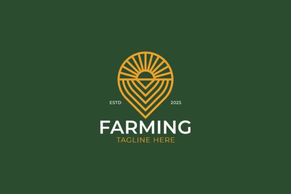 Farming Sunrise Linear Shape Logo Badge Graphics