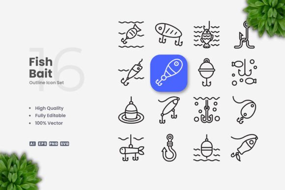 Fish Bait Icons – Clean Graphics for Modern Web Design