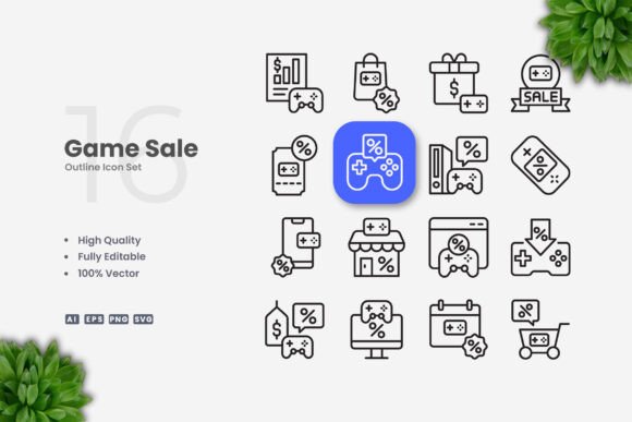 Game Sale Icons: Clean Graphics for Modern Branding