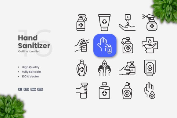 Hand Sanitizer Icons for Digital and Print Design
