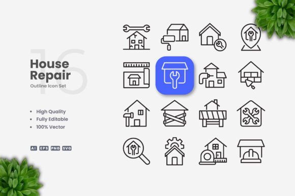 House Repair Icons: A Simple Graphic Asset for Modern Branding