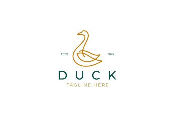 Iconic Line Art Swan or Duck Logo Simply - Graphics for Logo Templates