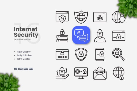 Internet Security Icons: Clean Graphics for Modern Web Design