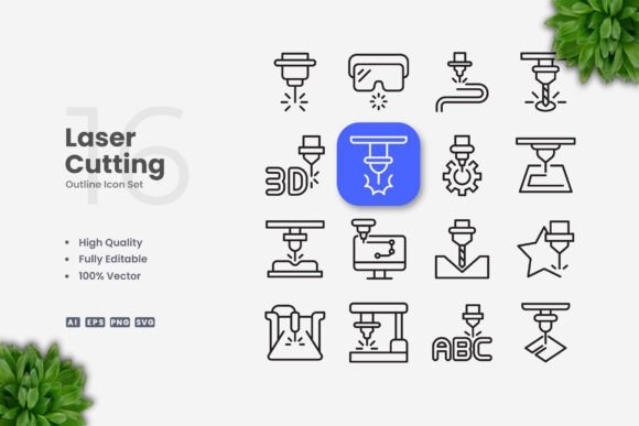 Laser Cutting Icons: Clean Graphics for Modern Web Design