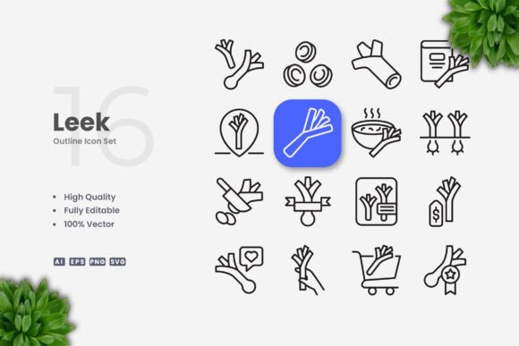 Leek Icons: A Versatile Graphic Asset for Modern Design Projects