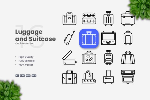 Luggage and Suitcase Icons for Modern Graphic Design