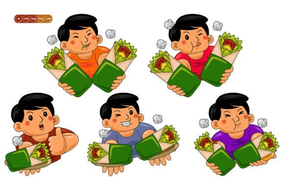 Man Eating Wrap Vector Pack 02: A Versatile Graphic Design Asset