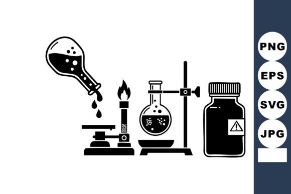 Minimal Chemistry Lab Silhouette Graphics for Crafts