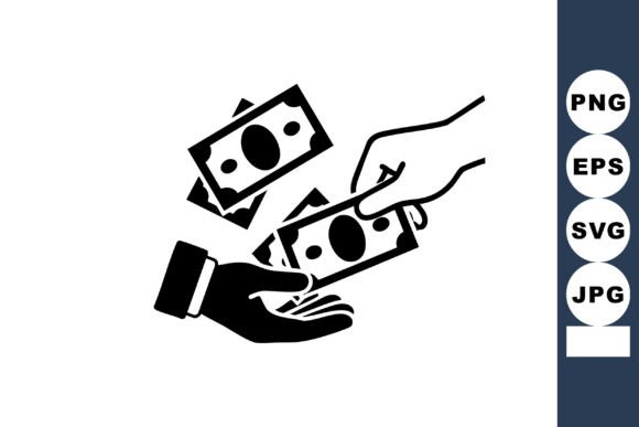 Minimalist Hand Paying Cash Icon for Graphics and Crafts