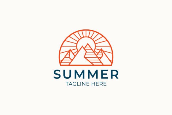 Mountain Summer Badge Logo Sunrise Graphics
