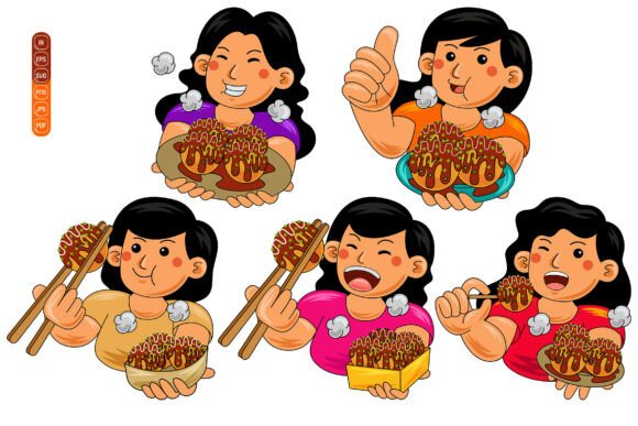 Woman Eating Takoyaki Vector Pack 01 Review